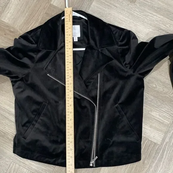 Lauren Conrad Velvet Moto zip Jacket Black Size S - Picture 10 of 10